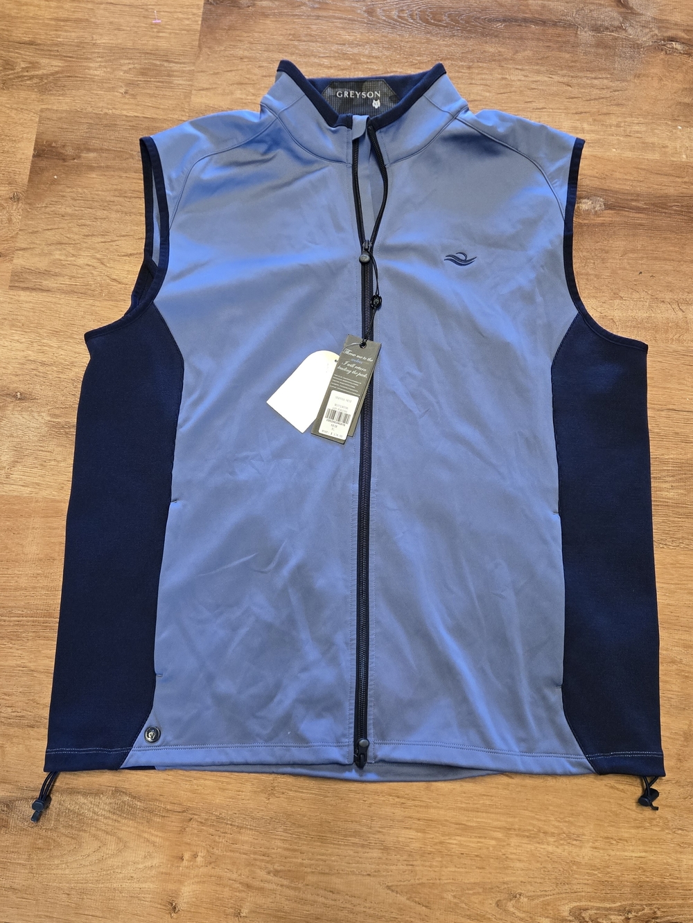 NWT!! Greyson Light Blue & Navy Sleeveless Zip-Front Vest Golf  Extra Large